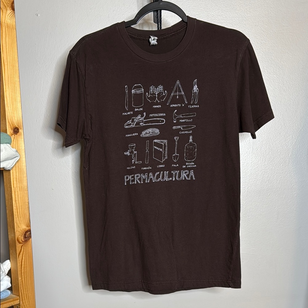 Unisex Brown Permaculture Graphic Tee - Size S